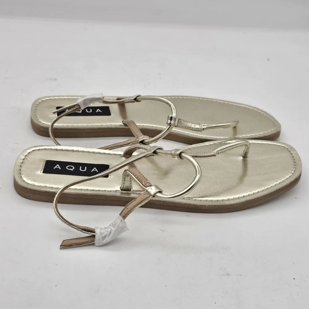 Aqua Zen Strappy Sandals | Metallic Gold | Women’s Size 6.5 | New in Box